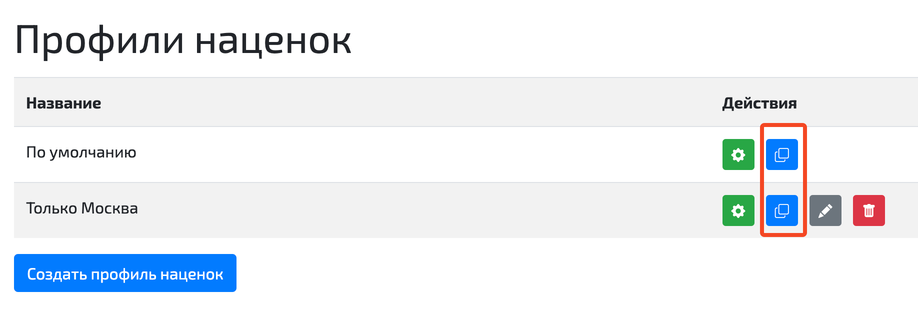 Клонирование профиля